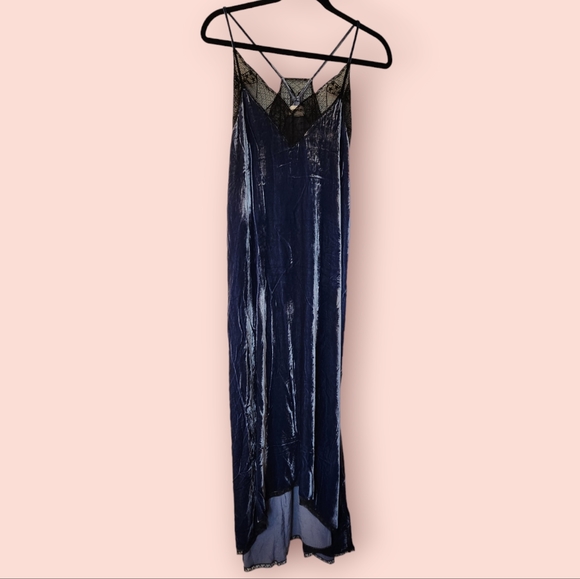 Zadig & Voltaire NWT Risty Velvet Blueberry Dress Slip Lace - Picture 3 of 9